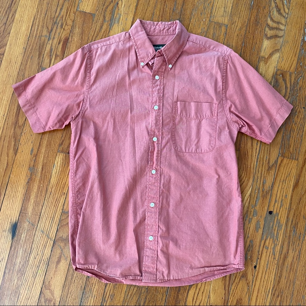 Eddie Bauer salmon colored short sleeve button up